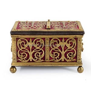 Boîte à bijoux rectangulaire en métal vintage Fontaine en or Boîte de rangement en alliage délicate à usage multiple Portable pour la chambre de mariage des femmes - Product Image 4