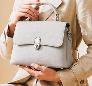 Royaa Gray Leather Top Handle Handbag, Minimalist Crossbody <b>Bag</b>, Office <b>Work</b> Accessory Genuine Leather Crossbody Messenger <b>Bag</b> - Product Image 2