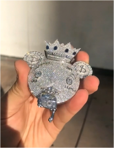 Pendentif pour homme en argent 925 avec diamant Moissanite, breloque lettre Hip Hop personnalisée, personnage 3D, breloques et pendentifs Moissanite style dessin animé glacé - Product Image 3