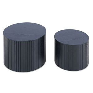 2-Piece <b>Nested</b> MDF Coffee <b>Table</b> Set Black Living Room/Lounge Area Furniture - Product Image 4