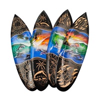 Offre Spéciale nouveau Design fait à la main en bois planche de surf aérographe 50 cm Bali Art sculpture Plaque tenture murale décoration