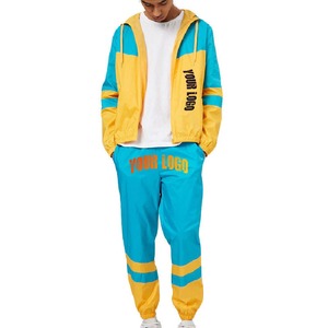 Custom Color Block Nylon Windbreaker Tracksuit Zip Up <b>Jacket</b> and Pants Sportswear Set - Product Image 4