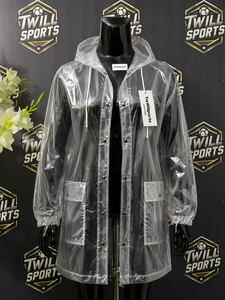 Transparent Hooded Winter Rain Coat Unisex Lightweight Waterproof Casual PU Coated 320g Long Coat - Product Image 1