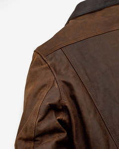 Veste en cuir véritable marron pour homme, col rabattu, coupe classique, style décontracté, tendance automne - Product Image 3