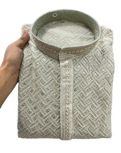 Robe en soie rayonne de qualité supérieure avec broderie recto verso et paillettes Style de fête formel pour vêtements indiens et pakistanais - Product Image 1