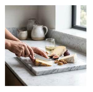 Hot Sale Premium Quality White Marble Cutting Board Brass Inlay Eco-Friendly <b>Square</b> Design 1.5cm Thick Dishwasher Safe Chopping - Product Image 5