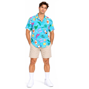 <b>Mens</b> Custom Sublimation <b>Beach</b> <b>Shirt</b> Breathable Polyester Tropical Print Button Up Vacation Summer Casual Beachwear <b>Shirt</b> - Product Image 5