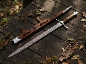 Épée Viking en Cuivre Damas Personnalisée – Épée Médiévale Forgée à la Main, Cadeau, Décoration Murale pour Mariage, Anniversaire - Product Image 4