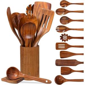 Ustensiles de cuisine, cuillère en bois de qualité supérieure, accessoire ménager offrant robustesse, durabilité et un design élégant - Product Image 1