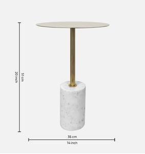 Modern Round Marble Side Table With Brass Stem Indoor Living Room Furniture Decor - Product Image 3