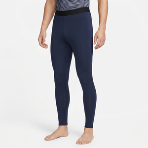 Leggings de compression pleine longueur pour hommes, bleu marine uni, taille élastique, Spandex Nylon - Product Image 5