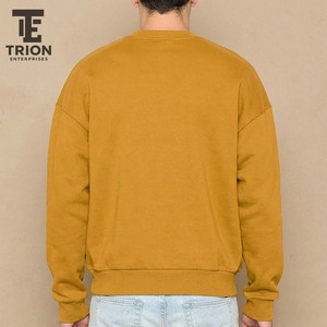 Custom Made Men's Winter Wear 100% Cotton Heavyweight Crewneck Zipper-Up Oversized Windproof Sweatshirt <b>Applique</b> Embroidered - Product Image 4