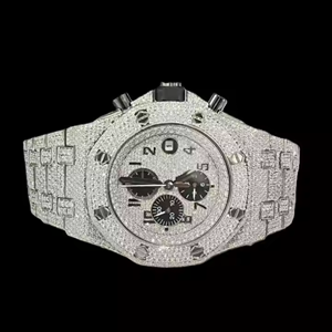 Montre mécanique automatique pour homme de haute qualité, personnalisable avec diamants Moissanite VVS, style classique de luxe, style hip-hop, acier inoxydable - Product Image 1