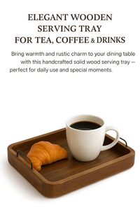 Bandeja Rectangular Moderna de MDF para Servir Té, Café y Bebidas |   Bandeja de Madera Maciza para Mesa de Comedor, para Cocina y Hogar |   Plegable y Sostenible - Product Image 4
