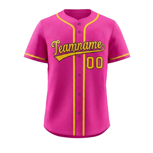 Maillot de baseball noir et jaune en maille polyester à manches courtes, boutonné sur le devant, unisexe, respirant, prix de gros - Product Image 1