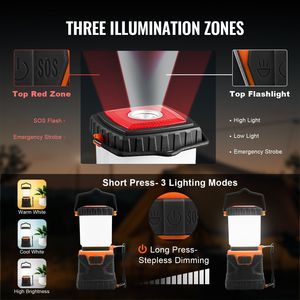 Linterna LED Multifuncional de 1000LM para Camping, Iluminación de 360 Grados, 4 Modos de Iluminación, Recargable por USB, Linterna para Exteriores - Product Image 4