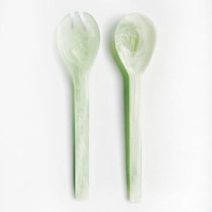Resin <b>Salad</b> Servers Set Green Swirl Design Dishwasher Safe Manual <b>Salad</b> <b>Tools</b> - Product Image 6
