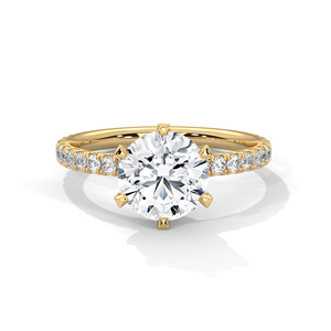 GRA Certified <b>Ring</b> Crafted From 14k Solid Real Yellow Gold Comes With Six Prong Set Lab Grown <b>Diamond</b> And Pave Band For Girls - Product Image 1