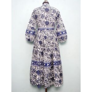 Vestidos Casuales de Talla Grande para Mujer, Nueva Moda, Estampado, Mangas Largas Abullonadas con Cuello Alto, Decoración de Encaje para Primavera y Otoño - Product Image 6