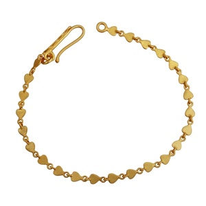 <b>Heart</b> Shape Yellow Gold Plated <b>Silver</b> Chain <b>Bracelet</b> Handmade Girls Plain <b>Silver</b> <b>Bracelet</b> Jewelry Vintage Collection - Product Image 1