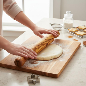 Wooden Rolling Pin Belan Rustic Kitchen Dough <b>Roller</b> Traditional Wood Roti and Chapati <b>Pastry</b> Pizza Dough Baking and Home Cookin - Product Image 3