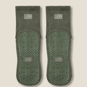 Calcetines Deportivos Personalizados al por Mayor, de Algodón, Color Verde Salvia, con Logotipo, Antideslizantes, Absorbentes de Sudor, Transpirables, sin Costuras - Product Image 4