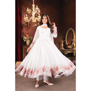 Traje de diseñador Anarkali con elegantes accesorios íntimos de estilo Dupatta Pent - Product Image 5