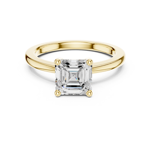 <b>Top</b> Selling GRA Certified Jewelry Four Prong Set Asscher Cut Lab Grown Diamond Ring Classy Simple Band In 14k Solid Yellow Gold - Product Image 1