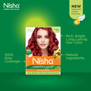 Nisha Color de cabello rojo cereza de larga duración para mujer 20G + 20ml Bolsa de crema 100% Cobertura gris Color de cabello permanente - Product Image 4