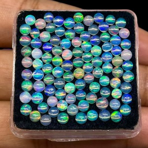 Opale d'Éthiopie naturelle, 3 mm, ronde, chatoyante, cabochon en opale, lot de pierres précieuses, opale Welo authentique, pierres rondes lisses et polies - Product Image 1