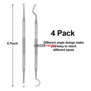 Dog Dental <b>Tools</b> Pet <b>Tooth</b> Scaler 4pcs Manual Stainless Steel Double Headed Ergonomic <b>Teeth</b> <b>Cleaning</b> <b>Tool</b> Tartar Plaque Remover - Product Image 2