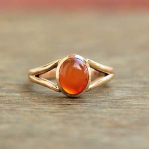 Bague en cornaline plaquée or, bague artisanale mignonne en pierres précieuses, bijoux minimalistes pour filles - Product Image 2