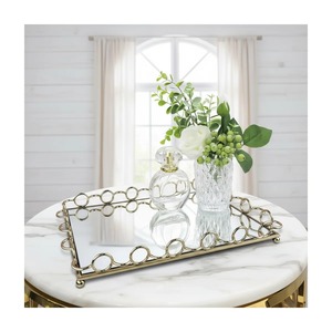 Bandeja de Almacenamiento Rectangular Chapada en Oro con Acabado Espejado, Diseño Moderno y Lujoso, de un Solo Compartimento, para Uso en Mesa - Product Image 2
