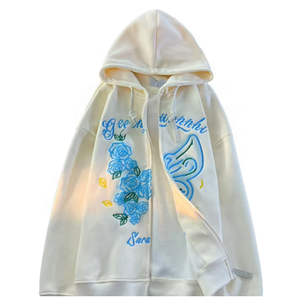 Sweat à capuche noir 100 % coton imprimé, motif brodé en relief, en molleton bouclette, technique délavée, coupe oversize pour l'automne - Product Image 2