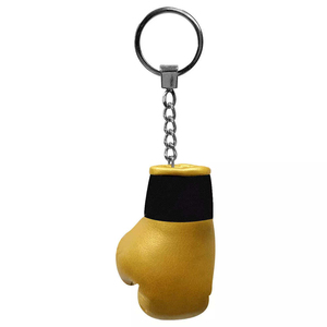 Mini porte-clés gant de boxe en cuir jaune unisexe avec fermeture auto-agrippante, design respirant et léger - Product Image 1