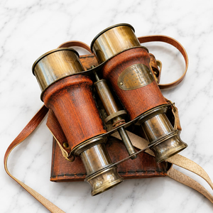 Binoculares Antiguos de Latón con Estuche de Cuero, Hechos a Mano, Estilo Náutico Vintage, Decorativos, Coleccionables, Regalo Marítimo - Product Image 4
