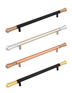 Manija Larga de Aluminio para Puerta Principal, Acabado Negro Seda, Oro PVD, Oro Rosa, Extremos Cónicos, Herrajes Decorativos para Puerta de Entrada - Product Image 2