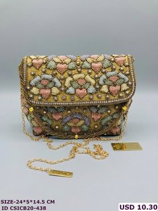 Beaded Floral <b>Evening</b> Clutch With Chain Strap Handmade Elegant Party <b>Bag</b> handmade beaded <b>evening</b> clutch handcrafted clutch - Product Image 5
