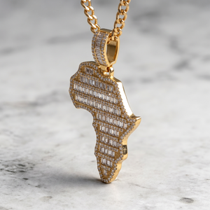 Colgante Personalizado de Mapa de África Estilo Hip Hop, con Incrustaciones de Moissanita Baguette, Plata 925, para Uso Diario - Product Image 2