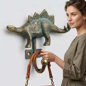 Blue Brass Dinosaur Wall Hook Cast Iron Animal Design Handmade Single Hook Eco-Friendly Durable Vintage for Clothing Novelty - Product Image 3