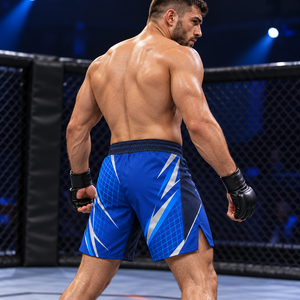 Pantalones Cortos de Lucha MMA Personalizados Cobalt Strike Grid, Fabricante de Pantalones Cortos de Grappling, OEM ODM, Ropa Deportiva Sublimada para Entrenamiento - Product Image 2