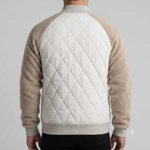 Chaqueta Bomber Acolchada para Hombre, Estilo Urbano, Forro Polar Sherpa, Invierno, Felpa, Poliéster, Algodón, Chaqueta Casual para Hombre - Product Image 2