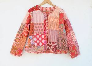 มาใหม่ล่าสุดสีHandmade Patchworkแจ็คเก็ตอินเดียHandmade Patchทํางานแจ็คเก็ตเสื้อBohoเสื้อแจ็คเก็ตสําหรับสตรี - Product Image 6