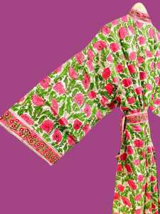 Kimono en coton imprimé à la main, vêtements de festival, robes pour femmes, 100% coton, kimono imprimé à la main, chemise de nuit - Product Image 4