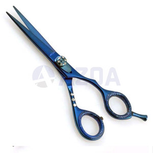 Ciseaux de coiffure professionnels de haute qualité, tranchants comme des rasoirs, pour droitiers, manche moyen, ciseaux de barbier, ciseaux de salon, acier inoxydable, bleu - Product Image 6