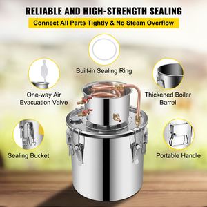 Distillatore di Alcol con Tubi in Rame da 5 Galloni/21 Litri con Pompa Distillatrice, Kit per Distillazione Whisky, Capacità 100L per la Produzione di Birra e Alcolici - Product Image 6