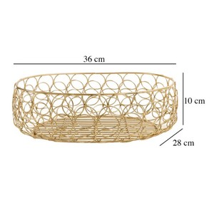 Nouvelle corbeille à fruits en fil métallique doré, décorative, ronde, pour centre de table, organisateur de rangement de cuisine - Product Image 3
