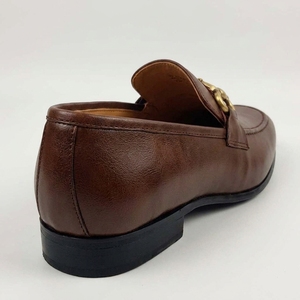 Mocasines de Cuero Genuino Marrón con Punta Redonda y Hebilla Dorada Decorativa, para Todas las Temporadas, con Suela de Goma Cómoda - Product Image 2