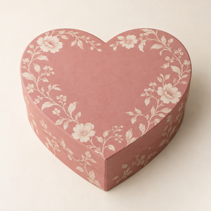 Boîte cadeau en papier avec couvercle et base en forme de cœur rose poussiéreux pour la présentation d'un ensemble cosmétique - Product Image 3