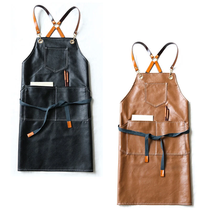 Classic Leather <b>Bib</b> <b>Apron</b> With Multiple Pockets For Cooking 75cm X 60cm - Product Image 6